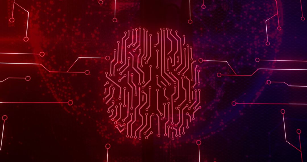 Abstract Digital Brain Circuit Concept with Futuristic Red Connection Theme