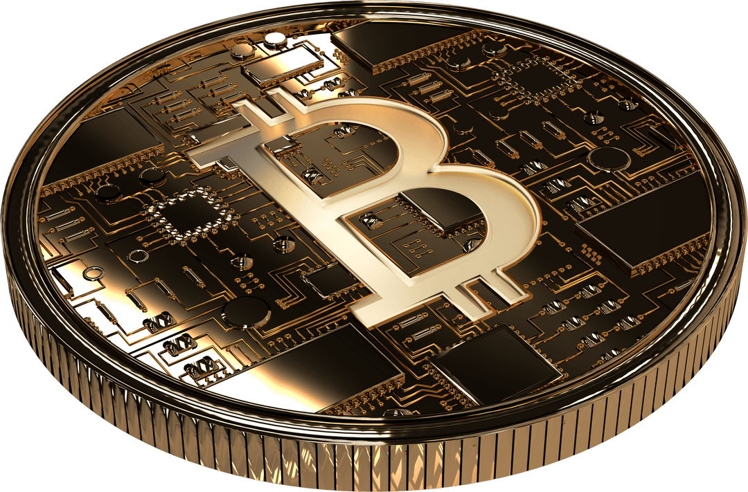 Transparent Basic Bitcoin Symbol on Digital Coin