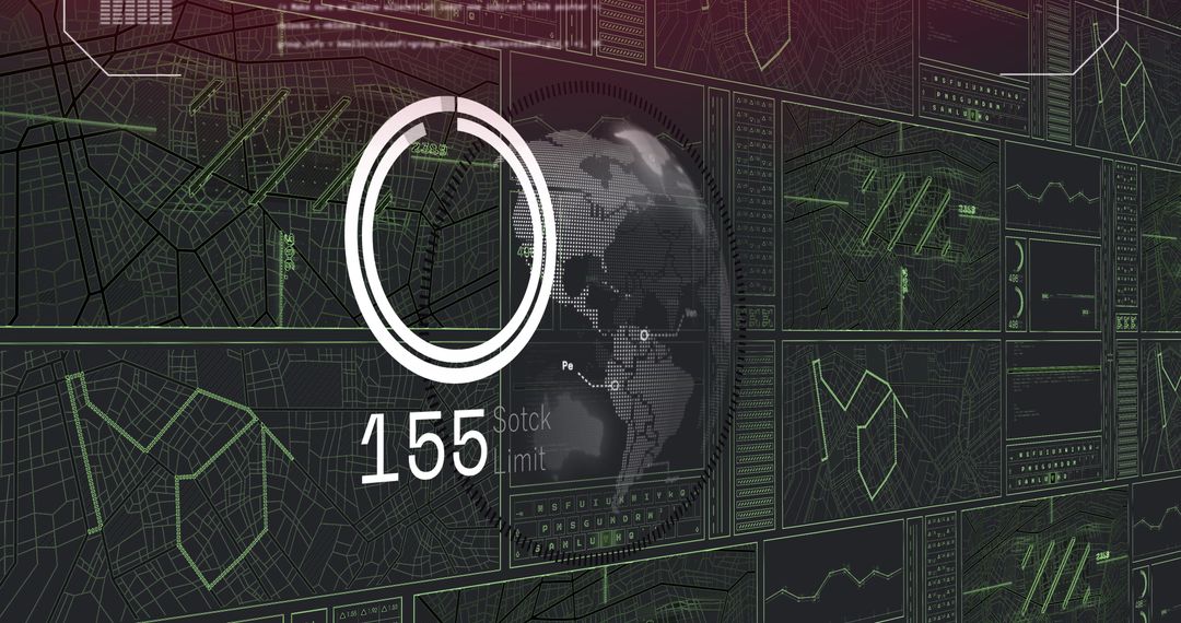 Futuristic Digital Interface with Global Technology Graphics