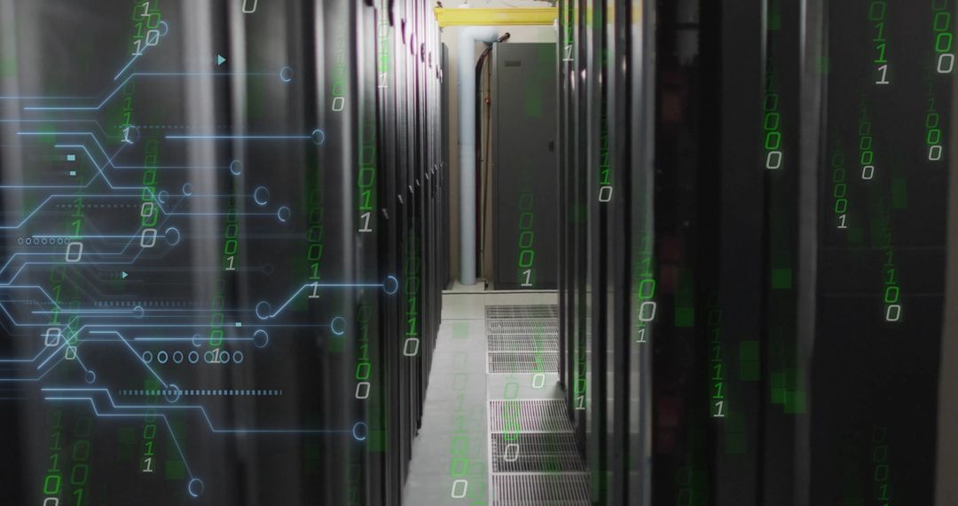 advanced data servers with digital binary overlay concept - Free Images, Stock Photos and Pictures on Pikwizard.com