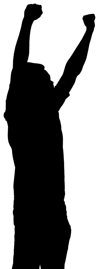 Transparent Vector Silhouette of Man Raising Hands in Celebration