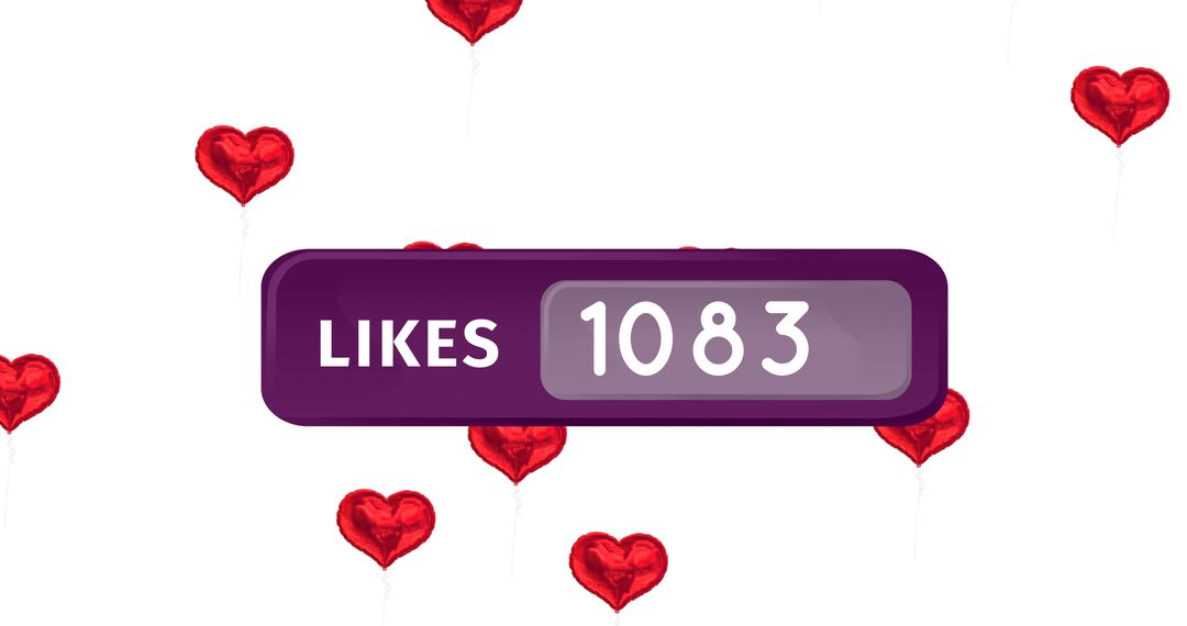 Vibrant Likes Counter with Heart Balloons