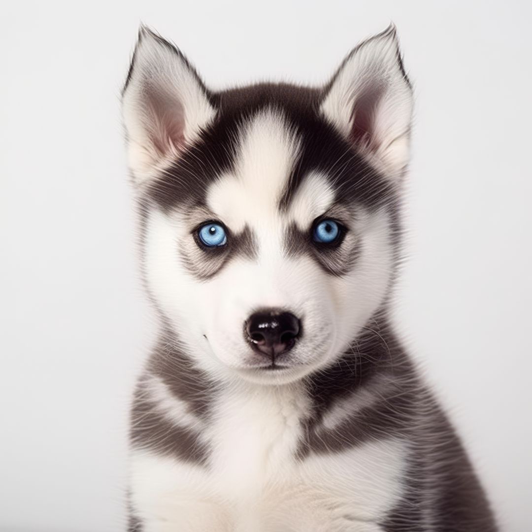 Portrait of cute siberian husky puppy on light background, created using generative ai technology - Free Images, Stock Photos and Pictures on Pikwizard.com