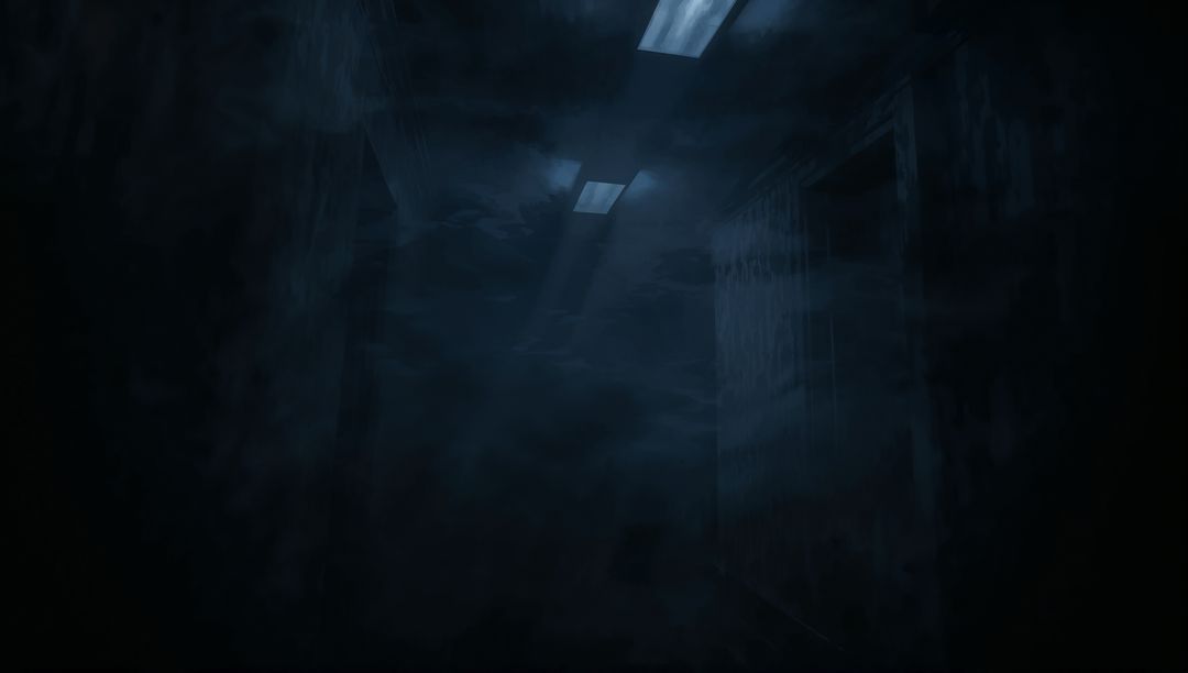 Moody Light Creates Mystery in Dark Basement Corridor