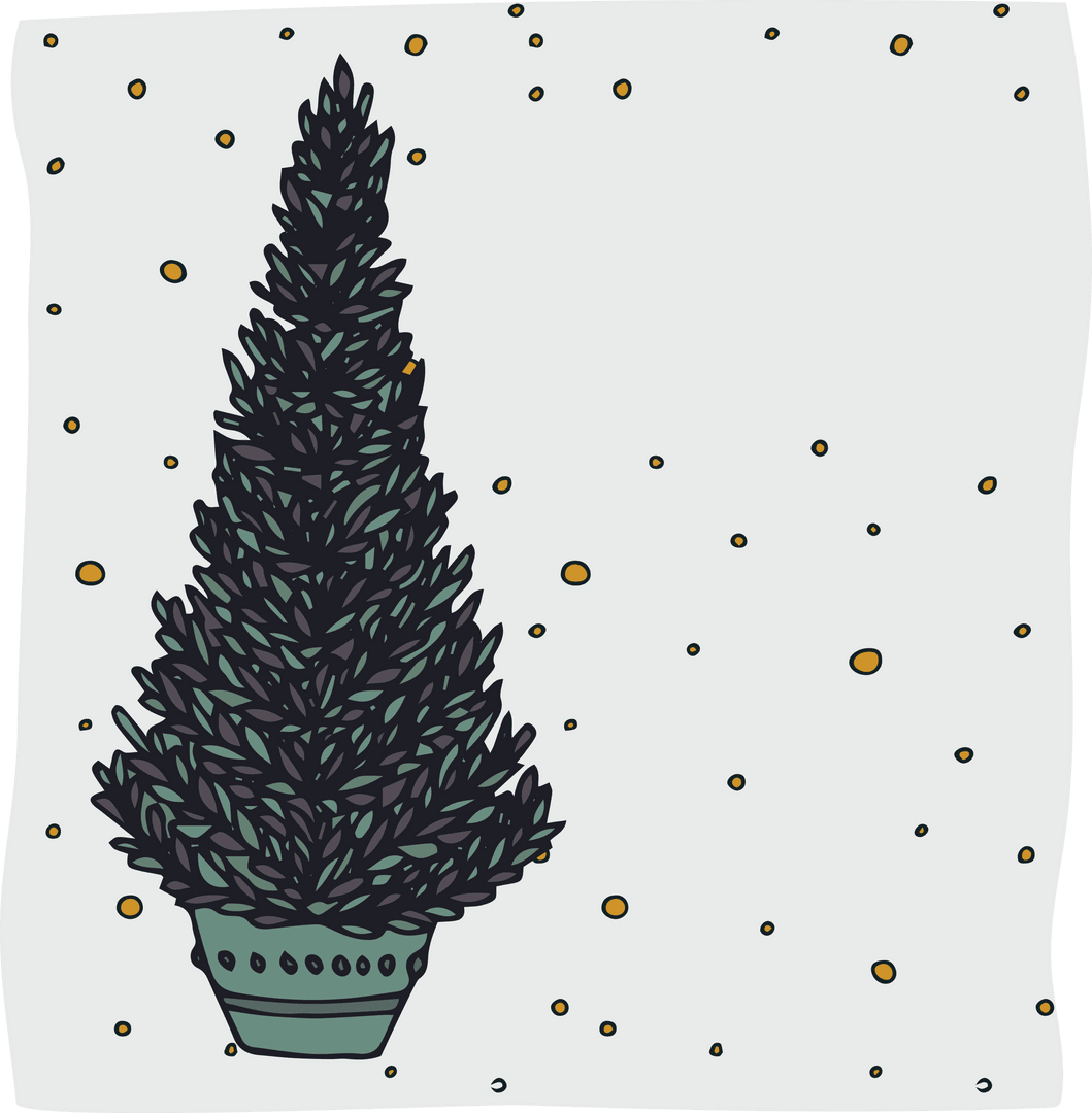Transparent Winter Christmas Tree Snowfall Illustration