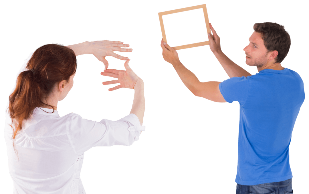 Transparent Cutout Couple Arranging Hands for Picture Frame