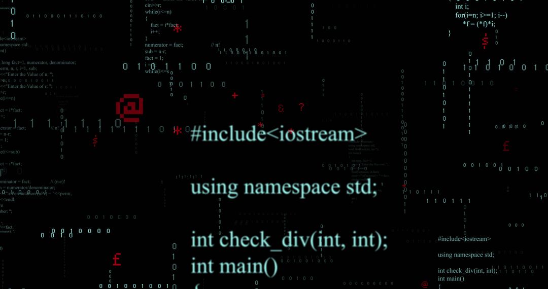 Binary Code Overlays on Black Background Symbolizing Digital Data Processing