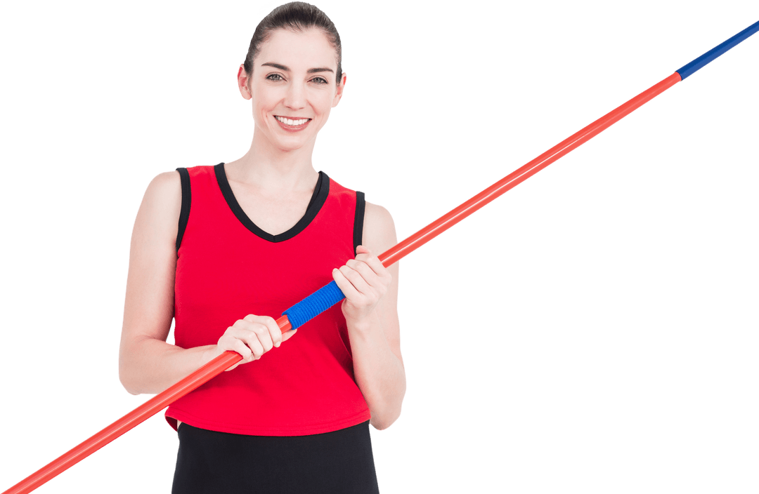 Female Athlete Holding Javelin Transparent Background