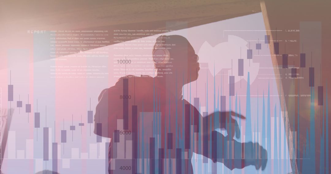 Active African American Man Enjoying Music with Data Overlay