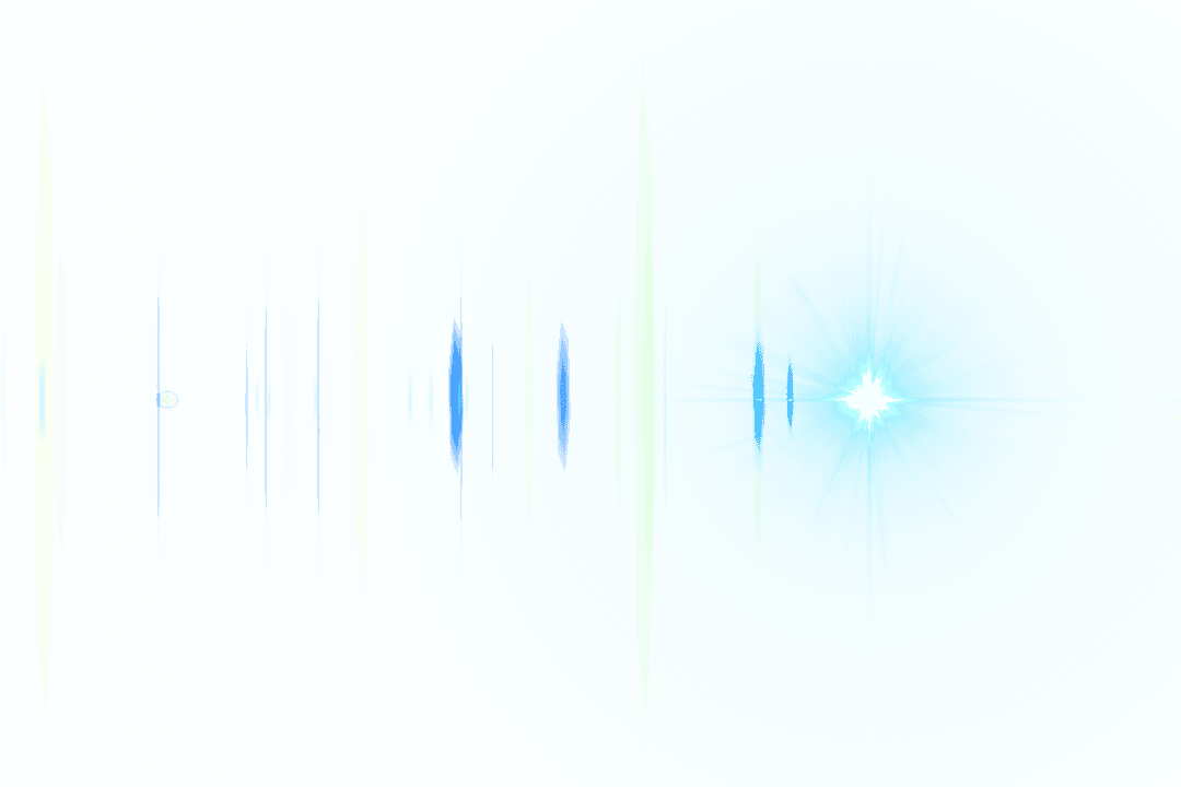 Abstract Transparent Light Beams with White Spotlight on Blue Background