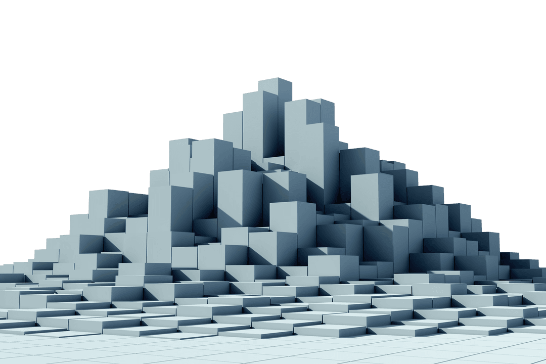 Transparent 3D Abstract Geometric Blocks Composition