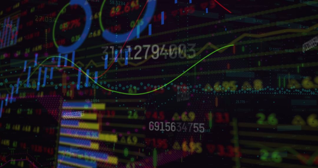 Digital Financial Data Charts on Dark Background