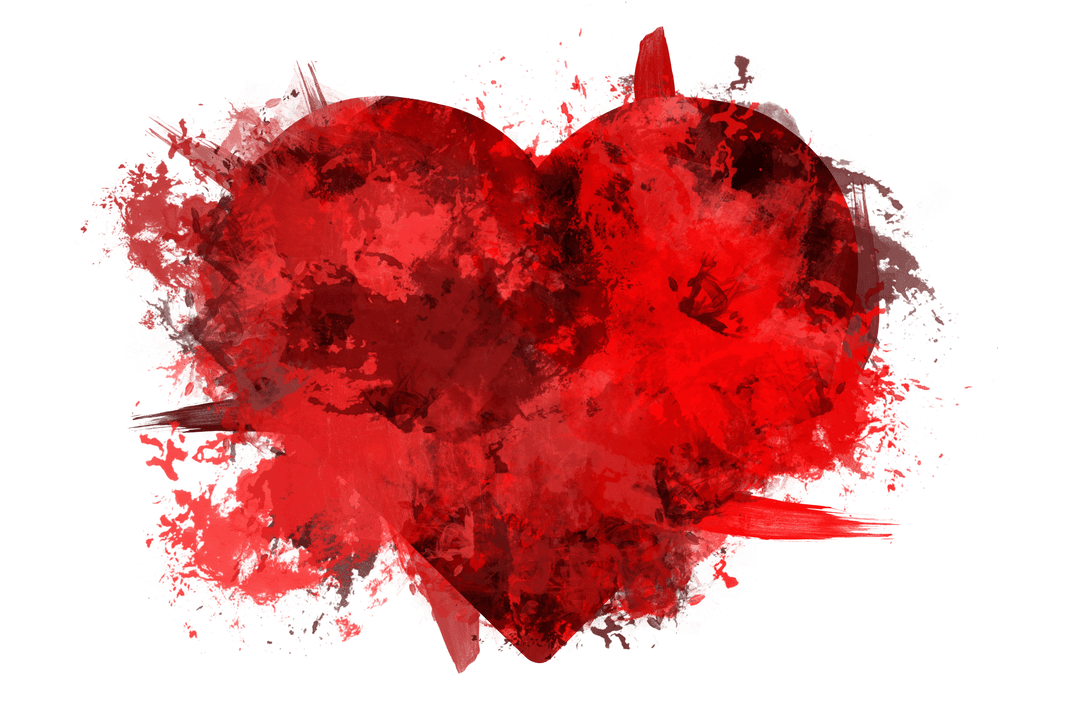 Abstract Red Heart Artwork on Transparent Background