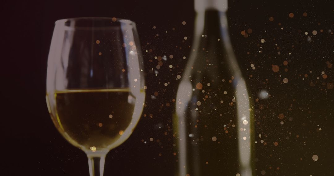 Elegant White Wine and Olives with Sparkling Bokeh Background