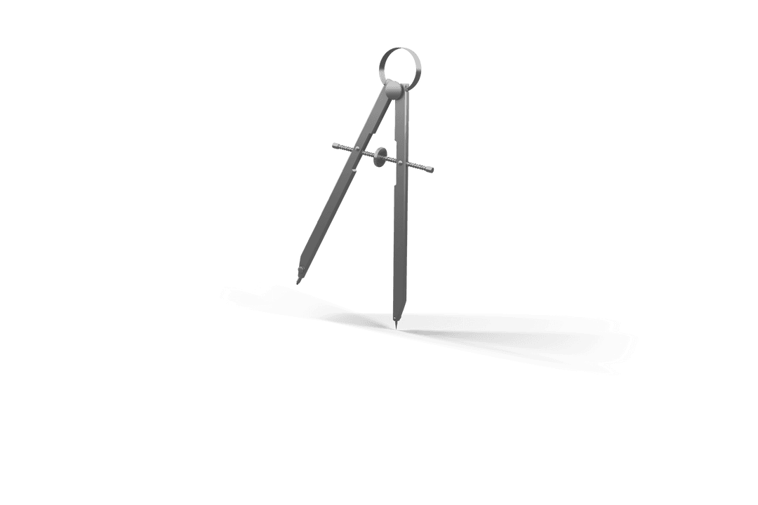 Metallic Drafting Compass on Transparent Background