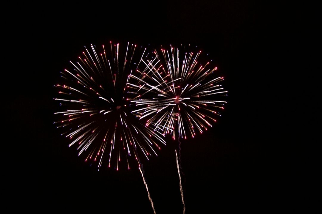 Celebratory Fireworks Exploding Against Night Sky