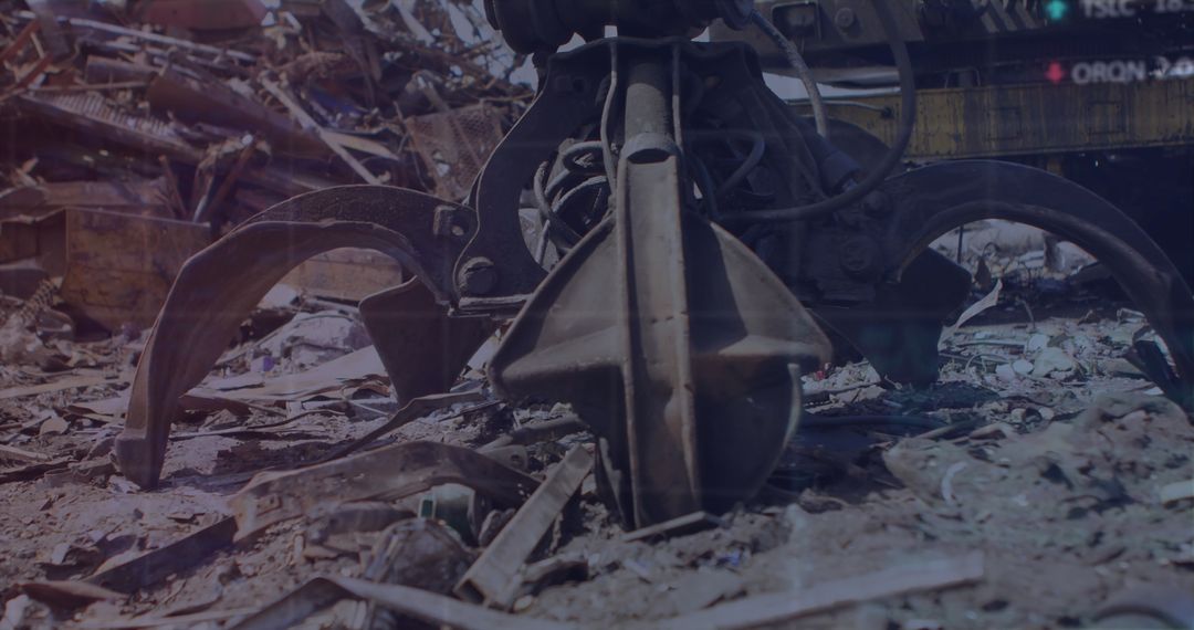 Heavy-Duty Claw Machine in Operation at Industrial Scrap Site