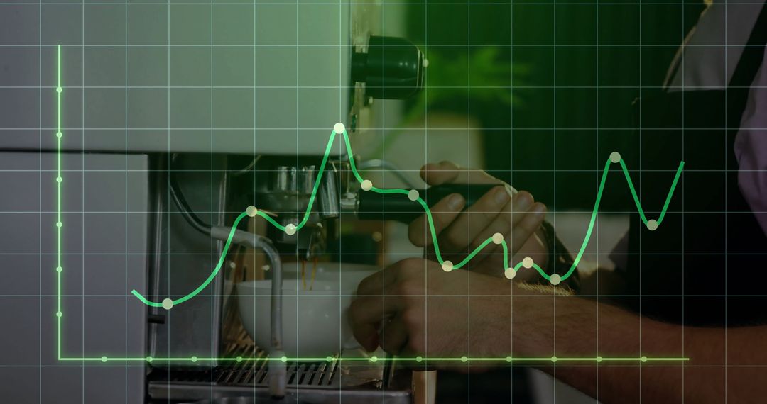 Barista Brewing Espresso with Performance Chart Overlaid