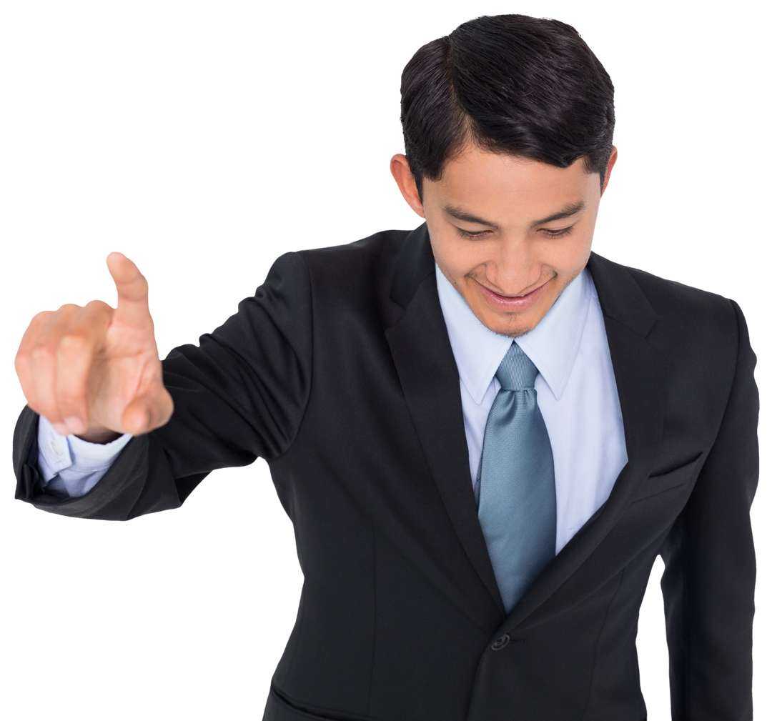 Businessman Pointing Downward, Smiling on Transparent Background - Download Free Stock Images Pikwizard.com