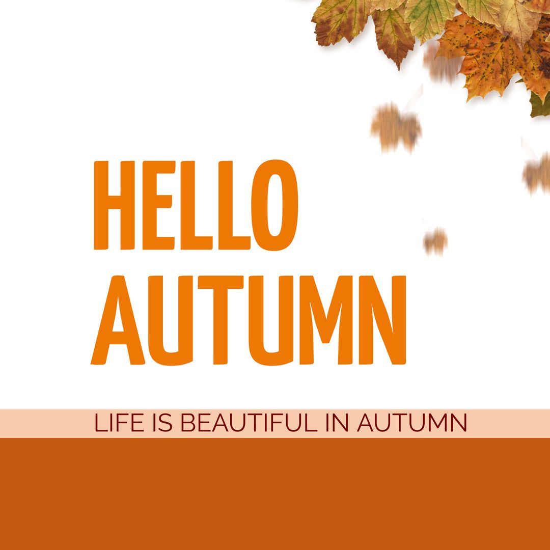 Hello Autumn Text with Falling Leaves Design - Download Free Stock Images Pikwizard.com