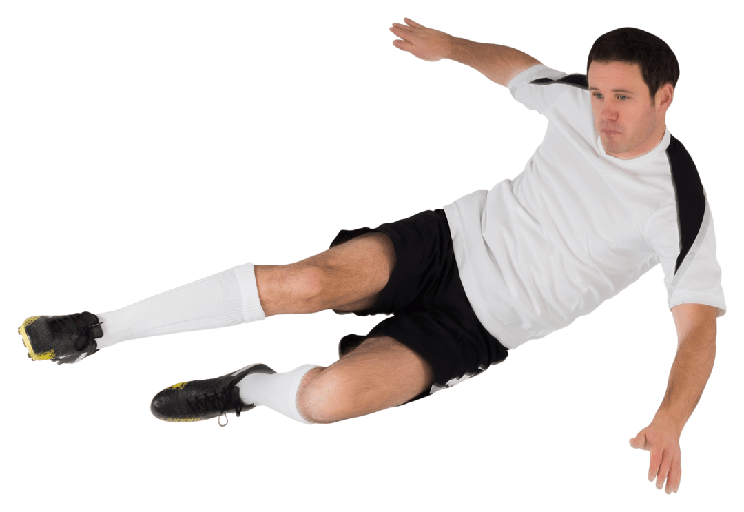 Transparent Football Player Kicking Ball Action