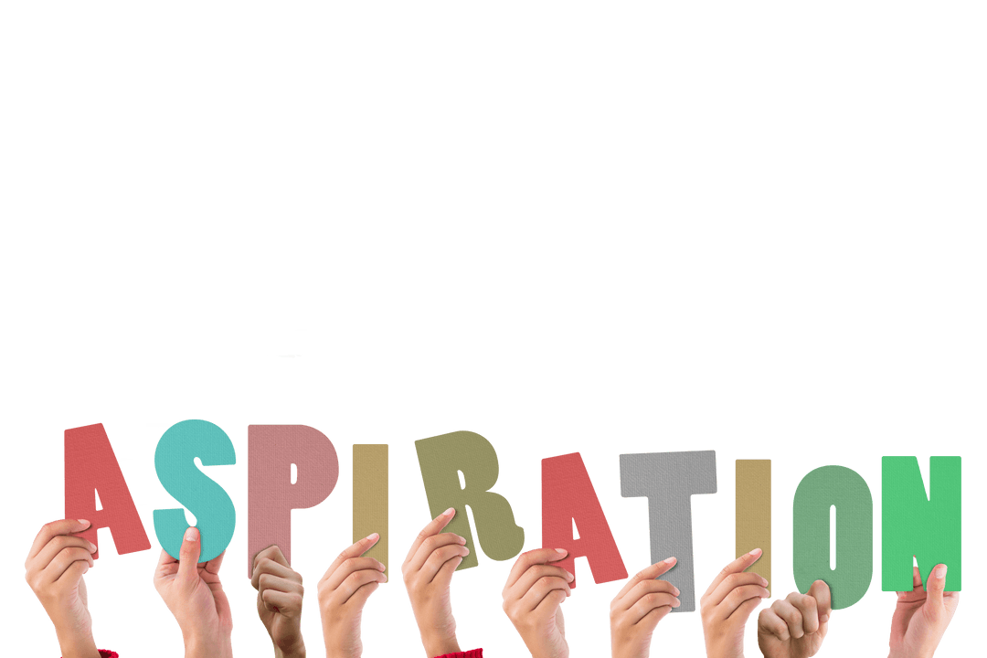 Transparent Hands Holding Colorful Letters Alphabet Word Aspiration