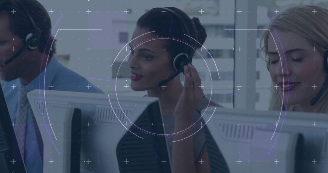 Call Center Teamworking with Digital Interface Overlay