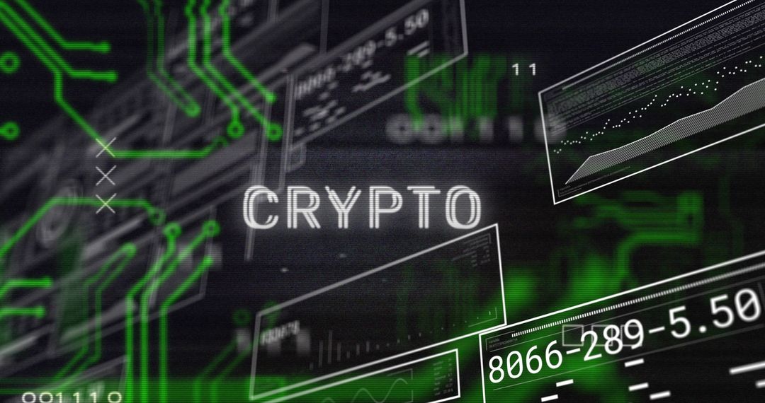 Crypto Digital Hologram with Futuristic Circuit Patterns