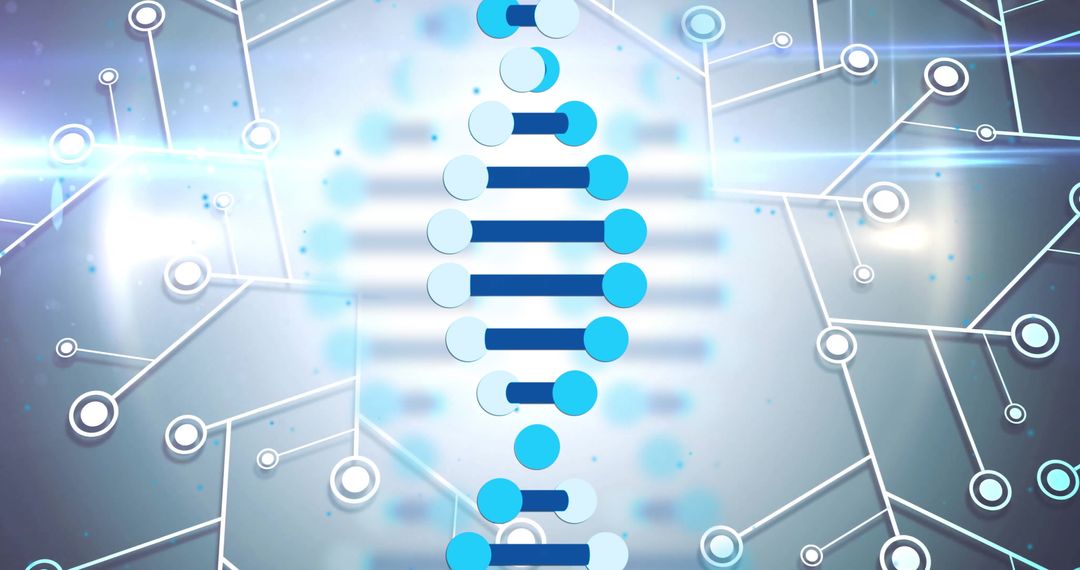 Futuristic DNA Helix with Tech Network