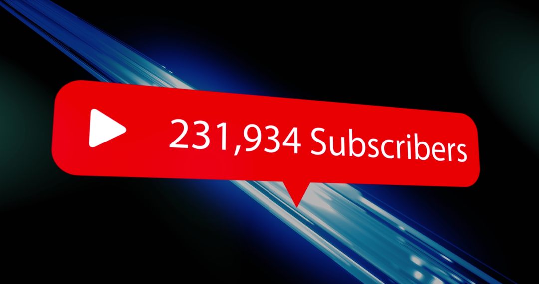 Red play button with youtube subscribers count on digital interface