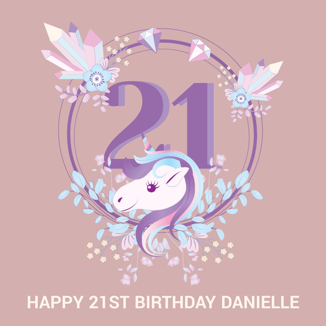 Unicorn-themed 21st Birthday Celebration Design with Pastel Colors - Download Free Stock Templates Pikwizard.com