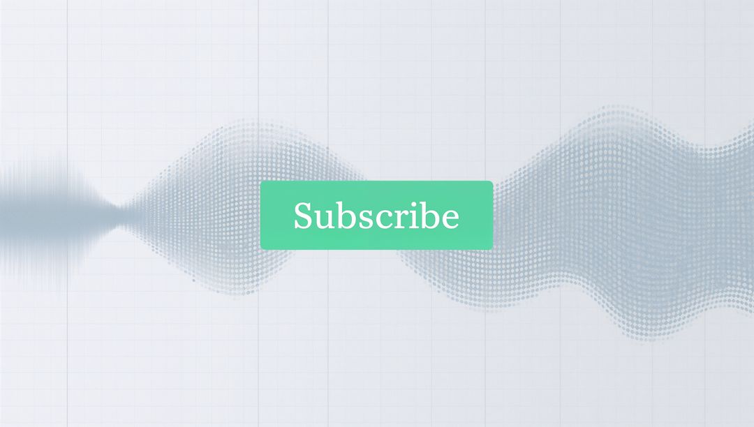 Minimal Mint Subscribe Button Over Soft Dotted Sound Wave on Pale Gridded Background