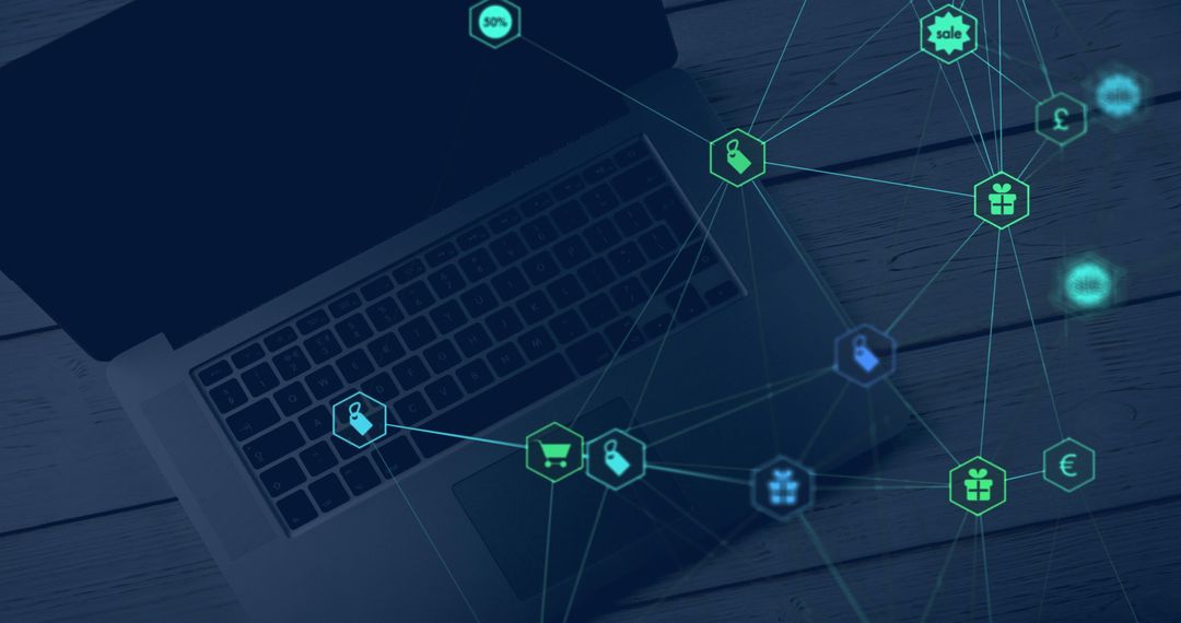 Global Networking Concept with Laptop and Digital Icons