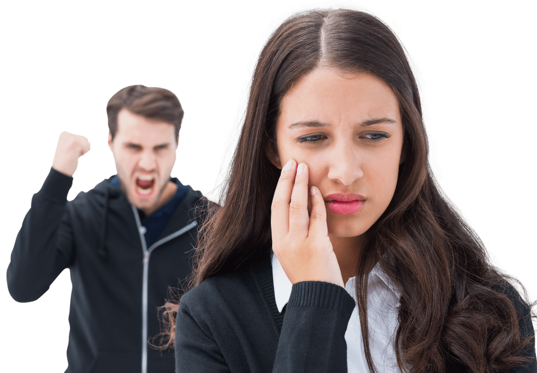 Upset Arguing Couple with Transparent Background