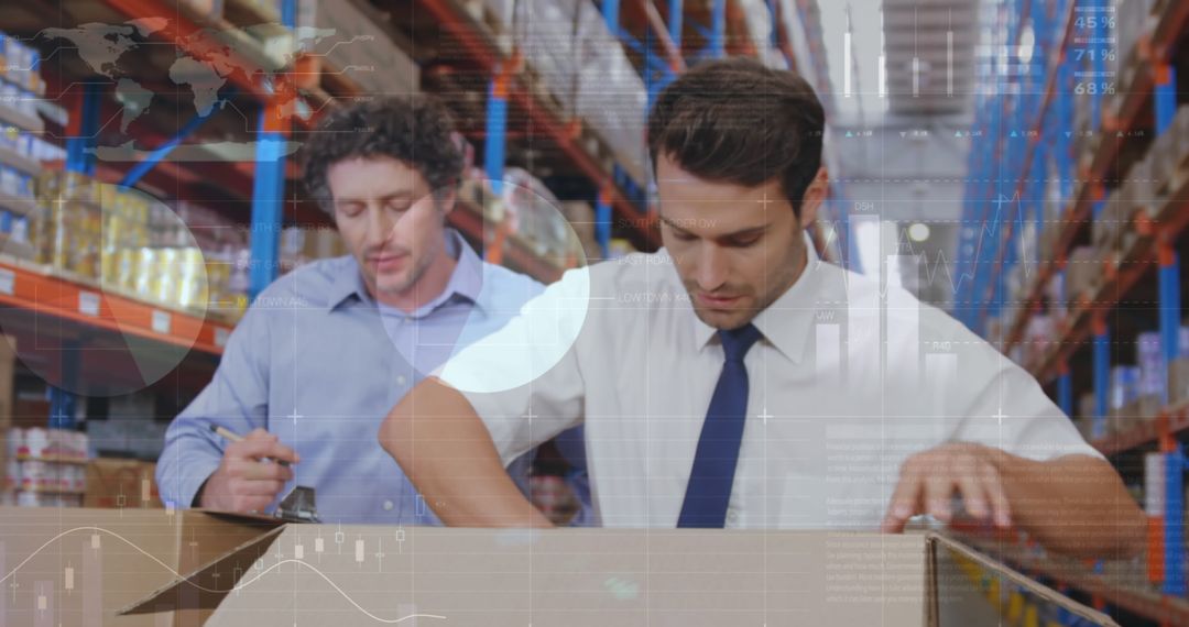 Business Professionals Ensuring Accuracy in Warehouse Operations