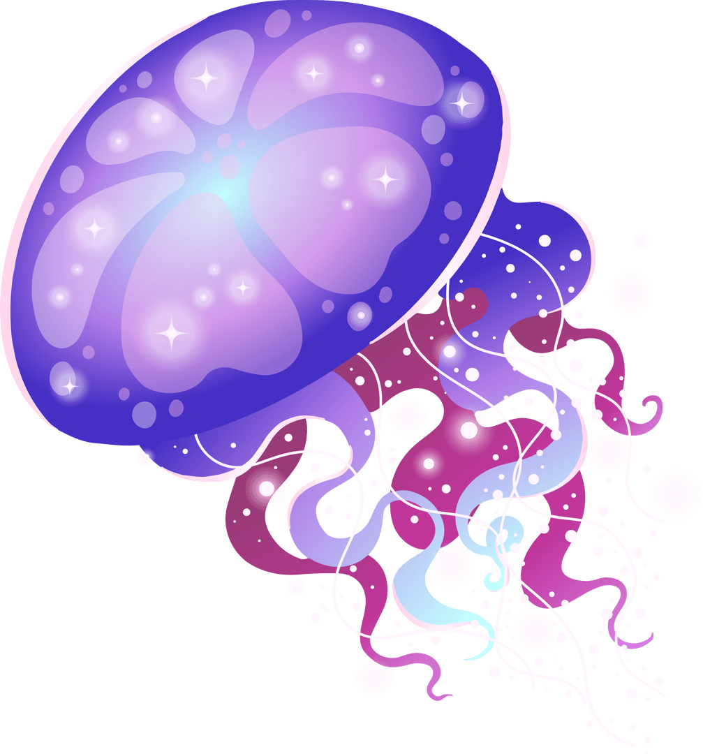 Glowing Transparent Jellyfish with Curly Tentacles