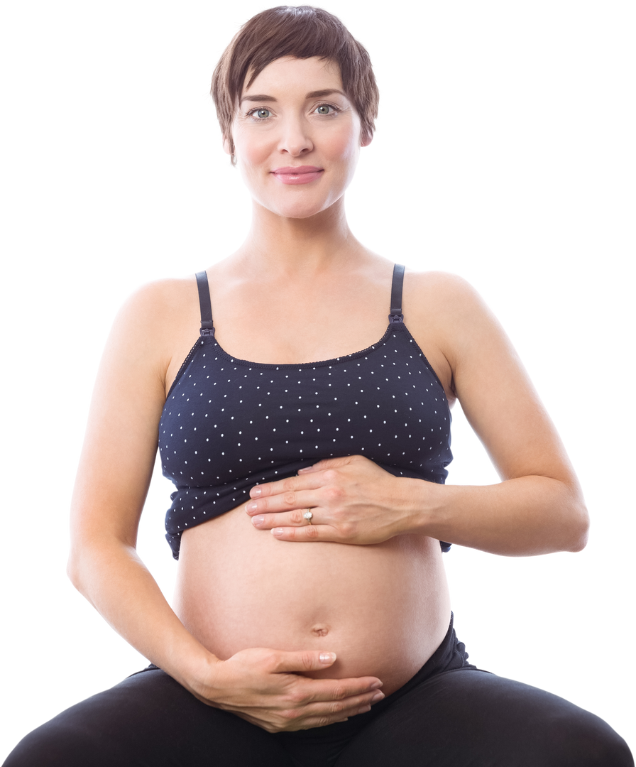 Transparent Background of Happy Caucasian Pregnant Woman Holding Belly - Download Free Stock Images Pikwizard.com