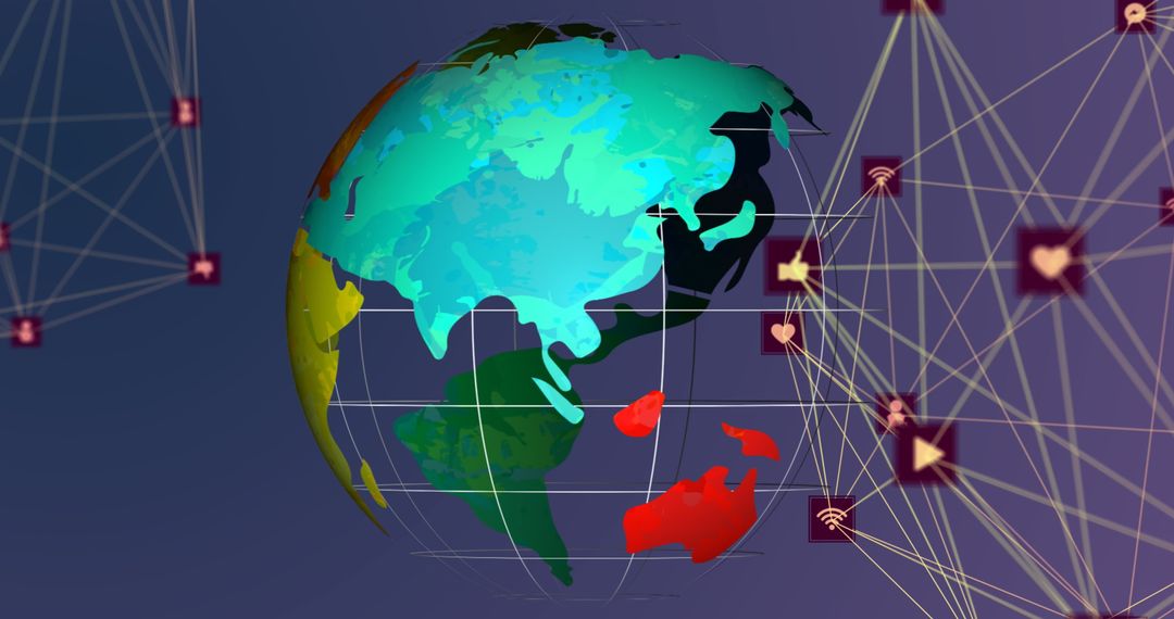 Global Social Media Network Connections on Spinning Globe