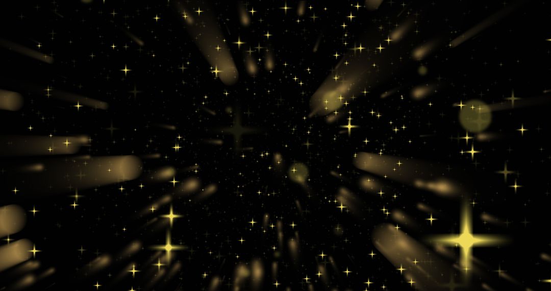 Glowing Stars and Snowflakes on Dark Background