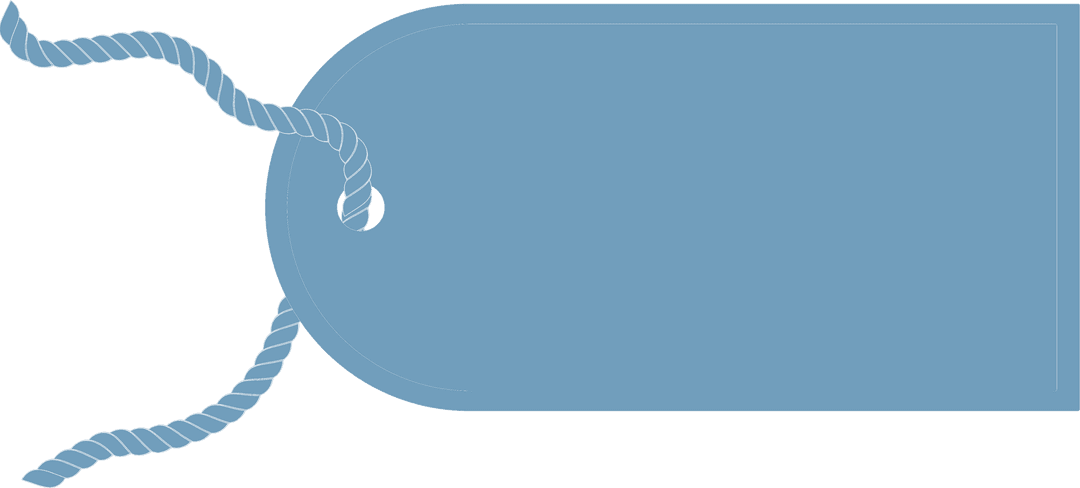 Blue Transparent Tag Design with Twisted Rope Illustration