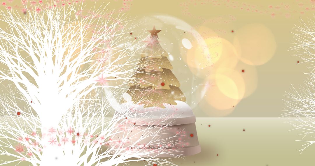 Elegant Christmas Globe with Snowy Tree and Decorations - Free Images, Stock Photos and Pictures on Pikwizard.com