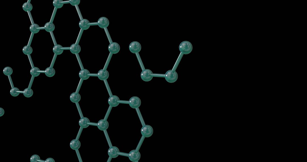 3D Molecule Network on Black Background Featuring Scientific Innovation