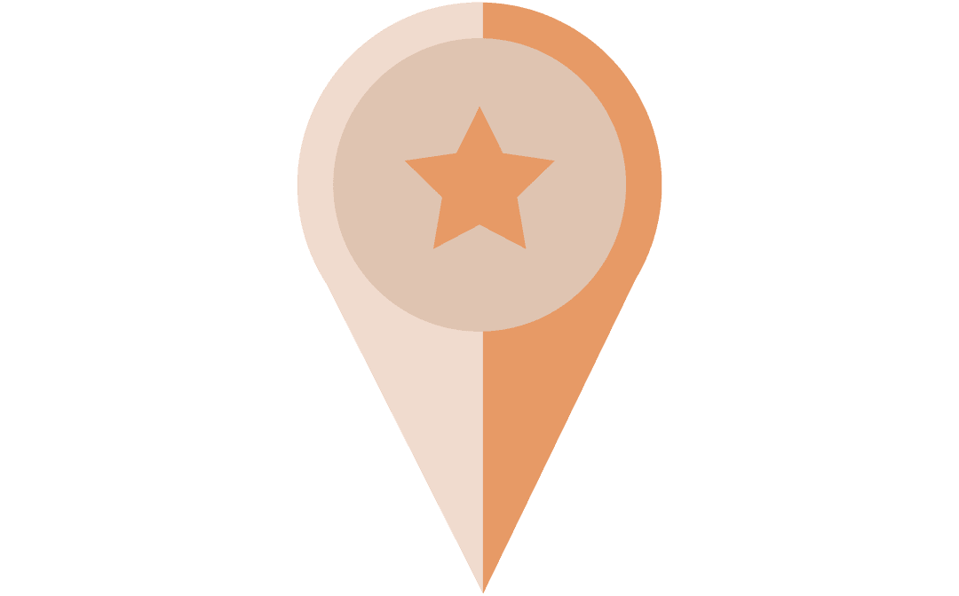 Elegant Orange Destination Pin with Star on Transparent Background