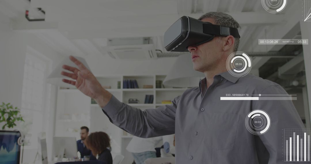 Business Professional Utilizing VR for Data Visualization