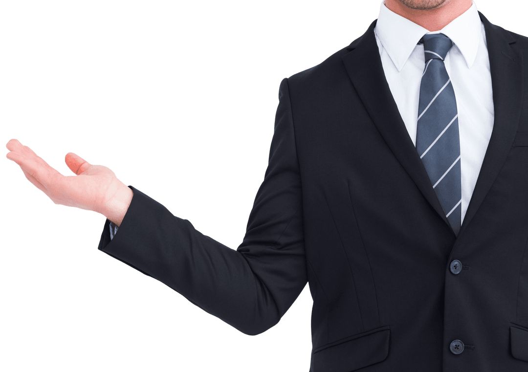 Businessman Presenting Gesturing Transparent Background