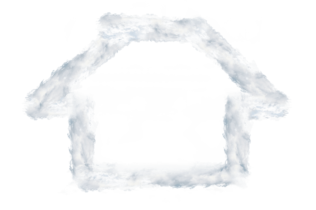 Transparent House Silhouette Made of Clouds