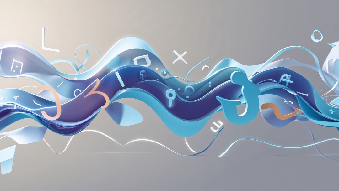 Abstract Fluid Design with Floating Symbols and Icons