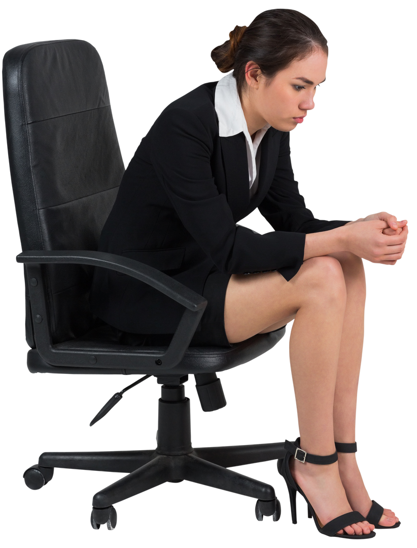 Transparent Concerned Businesswoman Sitting on Swivel Chair, Isolated - Download Free Stock Images Pikwizard.com