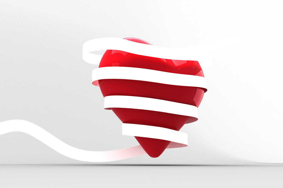 Red Heart Wrapped in White Ribbon on Transparent Background - Download Free Stock Images Pikwizard.com