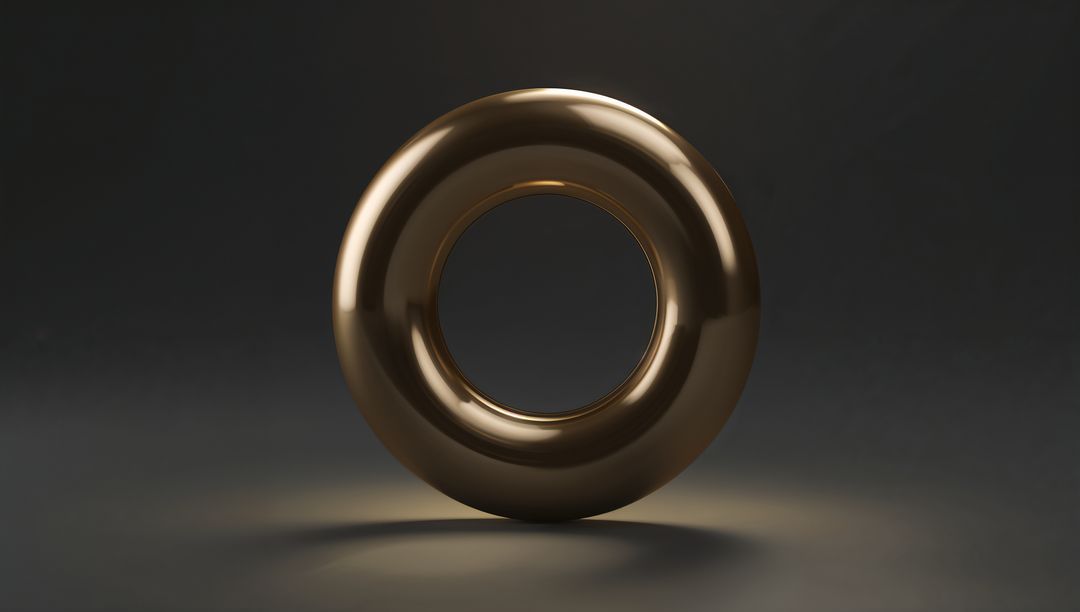 Polished Bronze Torus Ring Reflecting Soft Spotlight on Dark Matte Floor
